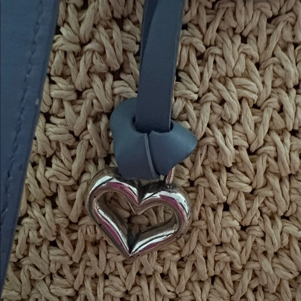 Brighton wheat woven purse with blue leather trim Women's Handbag - Picture 3 of 9